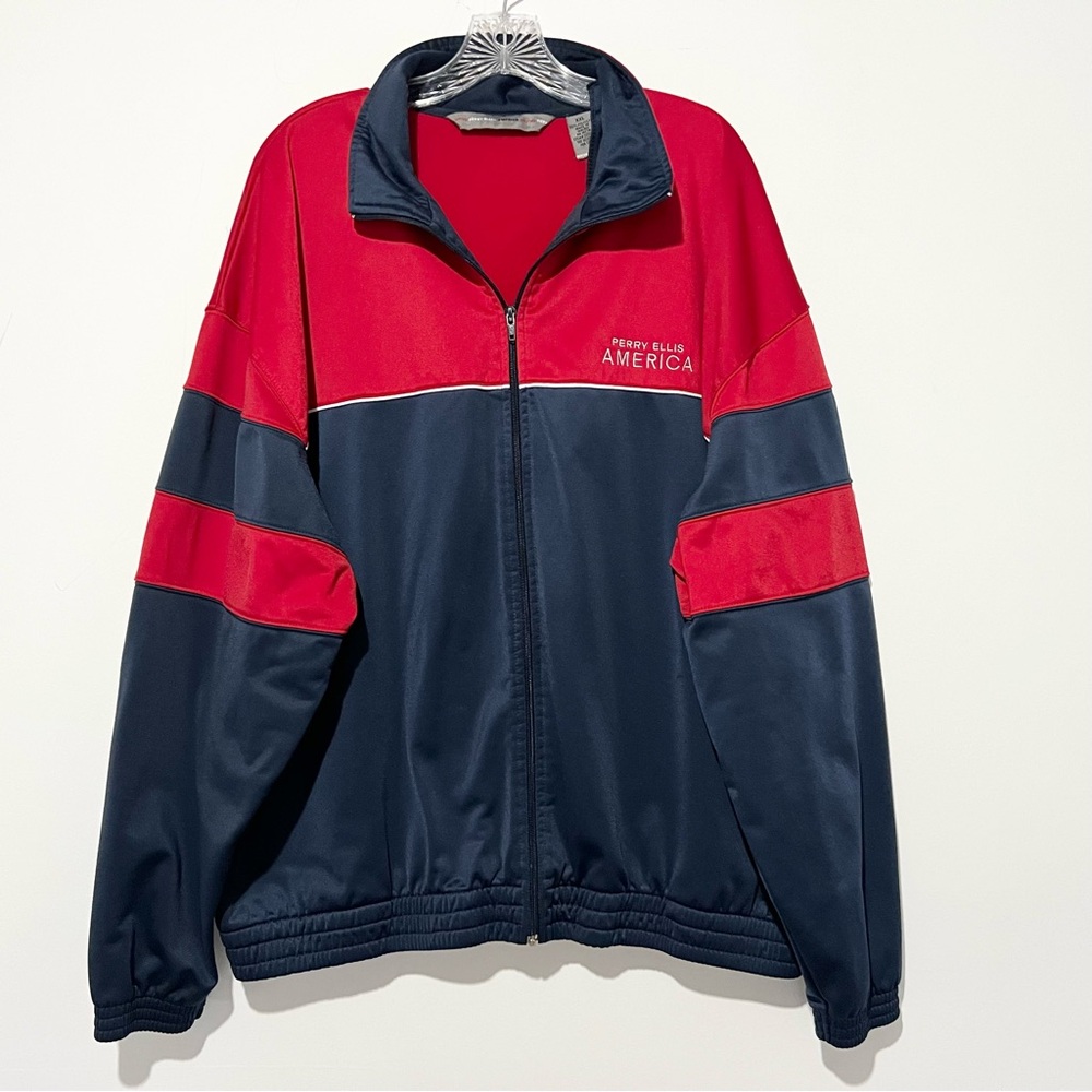 Vintage Perry Ellis America Active USA Mens XXL Long Sleeve Full Zip Jacket